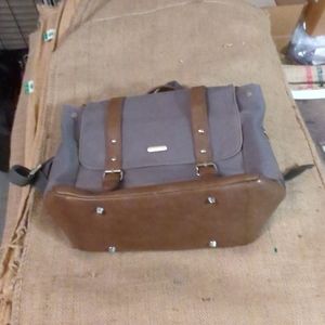 Little Unicorn Rambler Satchel Diaper Bag Canvas Gray w/ Magnetic & Zip Closures